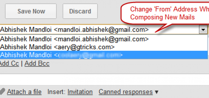 change from address while composing new mails