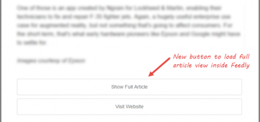 Feedly full artcile view button