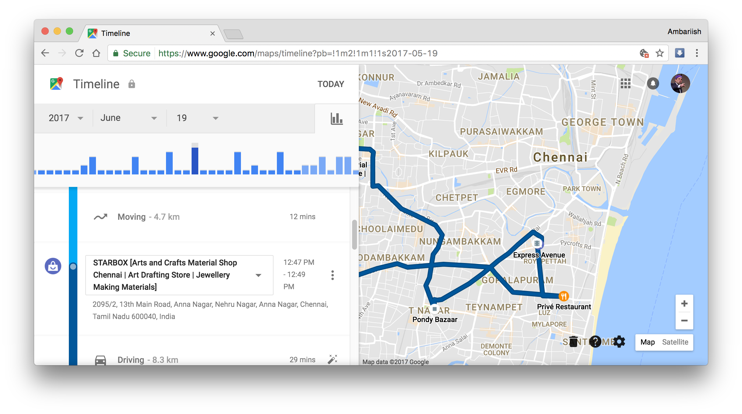 google maps timeline