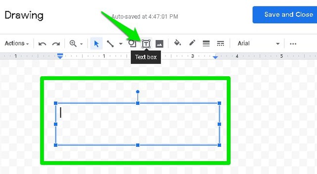 insert a text box for google docs