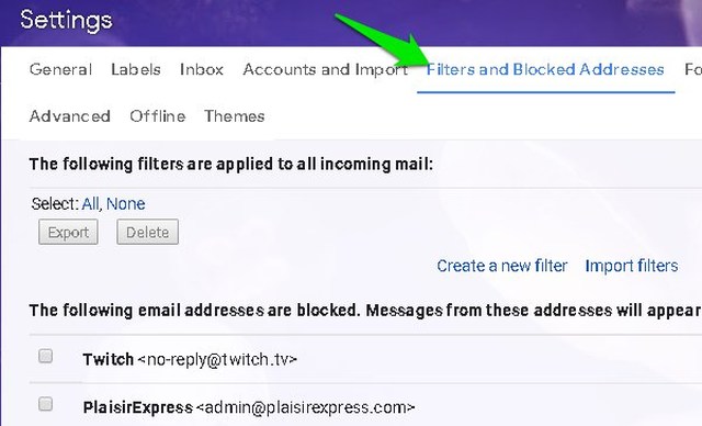 Blocked addresses