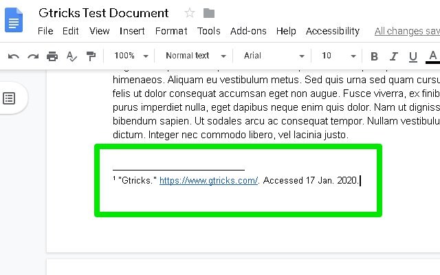 how to insert a citation in docs