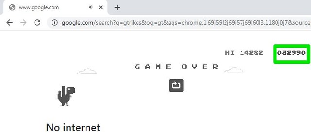 End of game Chrome Dino Game!! 