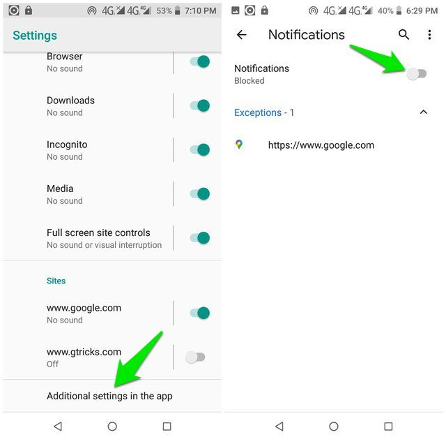 Disable future notifications on Android