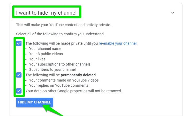 Hide YouTube channel