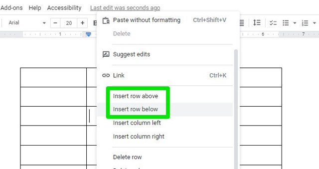 How To Add Row In Docs