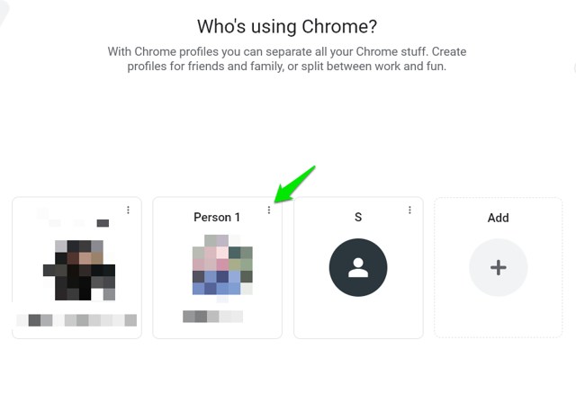 select chrome user menu