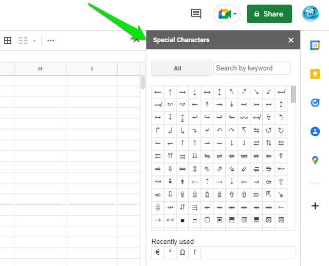 Add Symbols In Google Spreadsheet