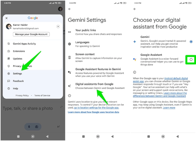 Go back to Google Assistant
